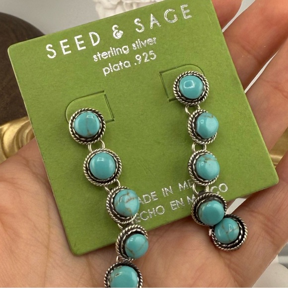 Seed & Sage Sterling Silver Turquoise Earrings - Picture 7 of 8